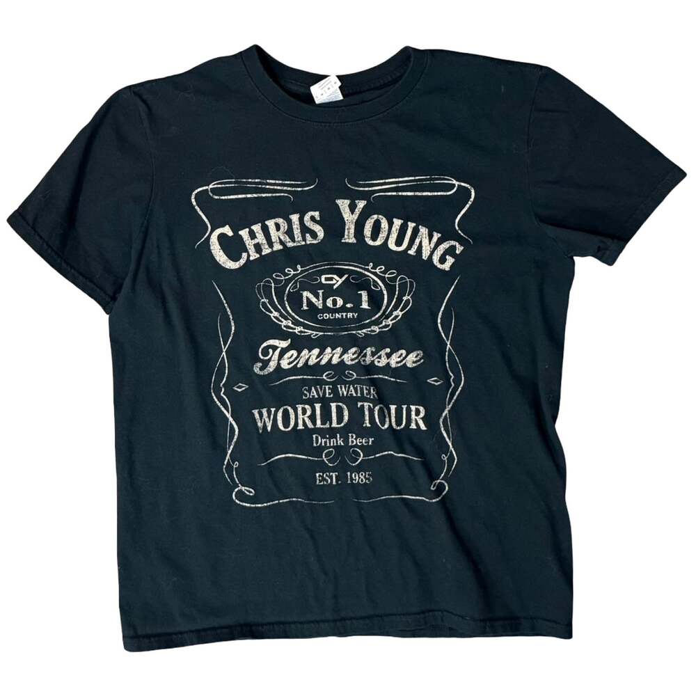 Chris Young Black 2016 World Tour Country Music Bourbon Logo T-Shirt Size M